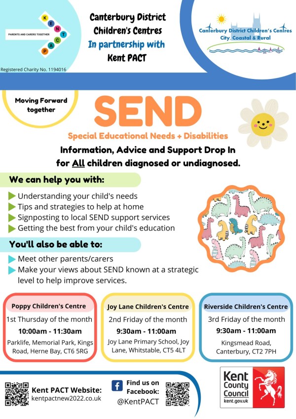 SEND Information Advice and Support Drop In sessions Canterbury childrens centres